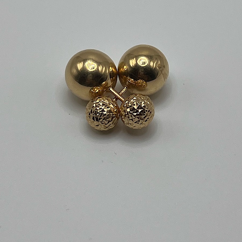 18kt pure solid yellow gold round ball earring - Picture 3 of 8